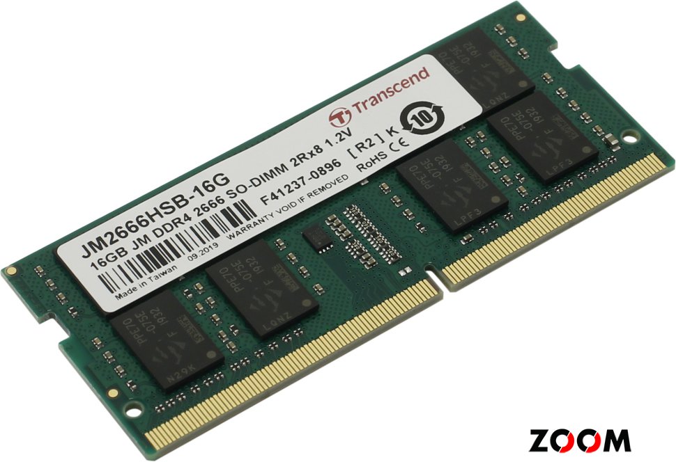 Модуль памяти Transcend 16GB SO-DIMM DDR4, 2666 МГц, 2Rx8, 1.2V