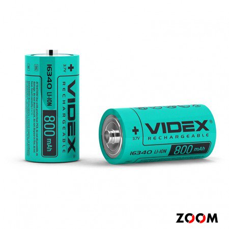 Аккумулятор VIDEX 16340  800mAh bulk/1pcs 3.7V без защиты (1/50/600)