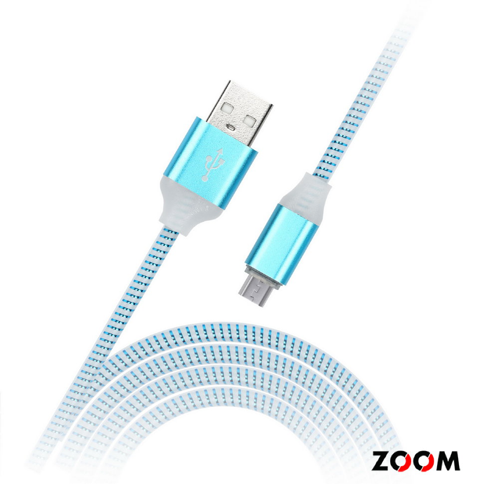 Дата-кабель Smartbuy USB - Type C, с индикацией, 1 м, синий, с мет. након. (iK-3112ss blue)