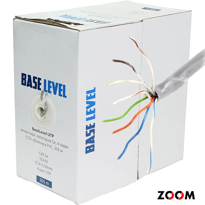 BaseLevel UTP витая пара категории 5e, 4пары, (0.50мм), ССА, оболочка PVC, 1м