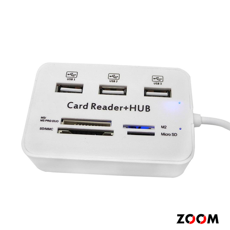 Card reader + USB HUB Smart Track Combo, черн. бел. син.