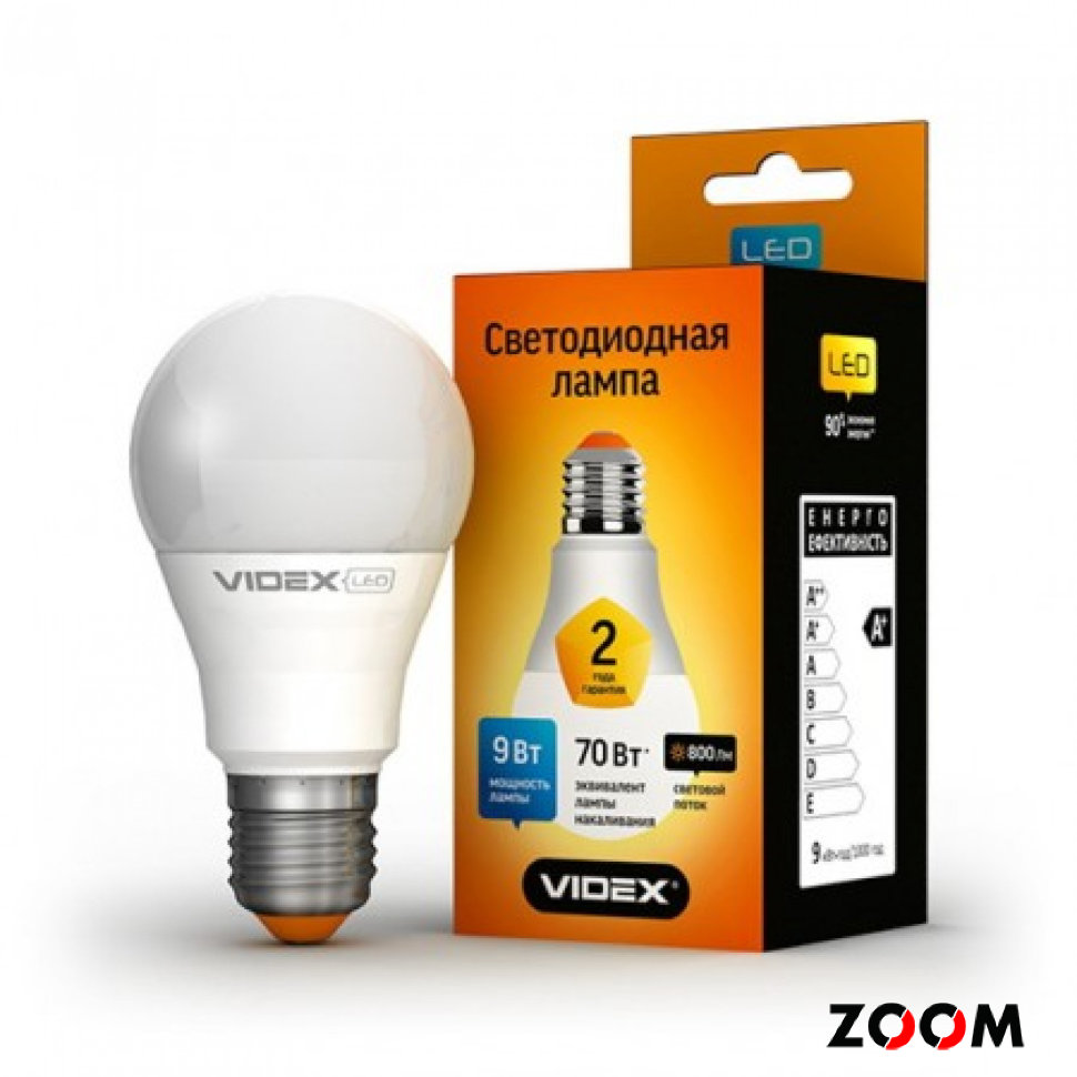 Светодиодная лампа LED VIDEX Эконом, A60b, 9 W, E27 4100K, классик, белый свет (1/60)