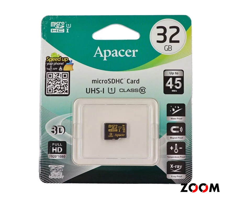 32GB карта памяти MicroSDHC class10 UHS-I Apacer (без адаптеров)