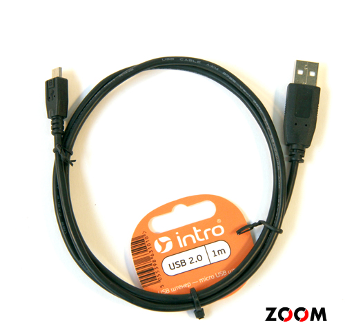Кабель INTRO USB 2.0, 1003100, штекер-micro штекер, длина-1м. (1/200)