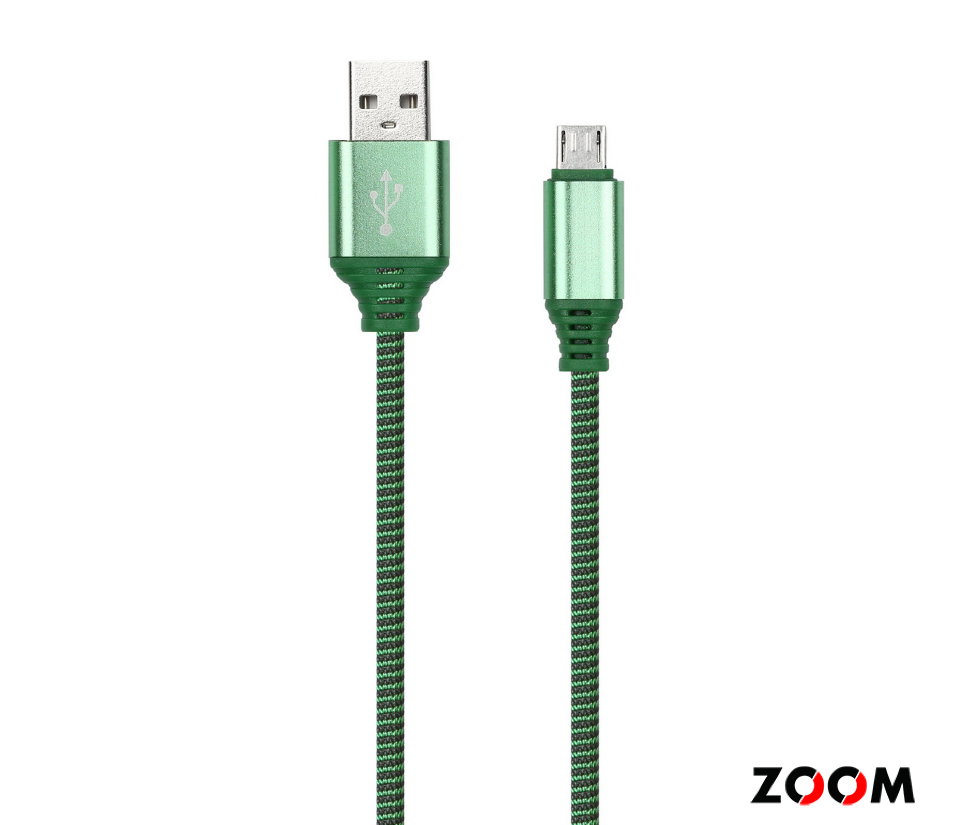 Дата-кабель Smartbuy Type C кабель в нейлон. оплетке Socks, 1 м.,<2А, зеленый(iK-3112NSbox green)/50