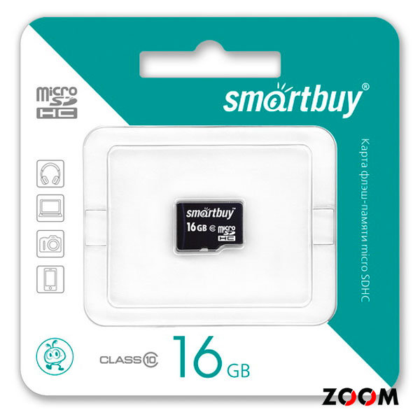 16GB карта памяти MicroSDHC class10 Smart Buy (без адаптеров) SB16GBSDCL10-00