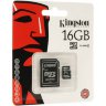 16GB карта памяти MicroSDHC class4 Kingston+SD адаптер SDC4/16GB