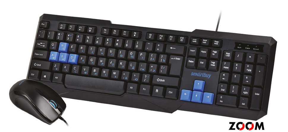 Проводной мультимедийный комплект клавиатура+мышь Smartbuy ONE черно-синий (SBC-230346-KB) /20