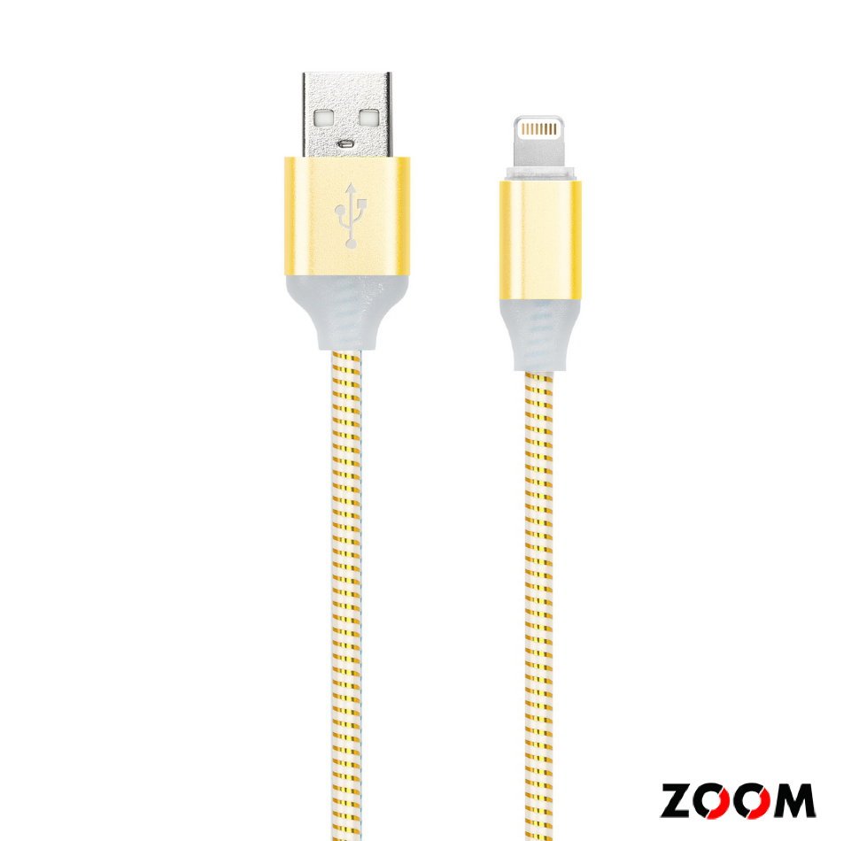 Дата-кабель Smartbuy USB - 8 pin, с индикацией, 1 м, золото, с мет. након. (iK-512ss gold)