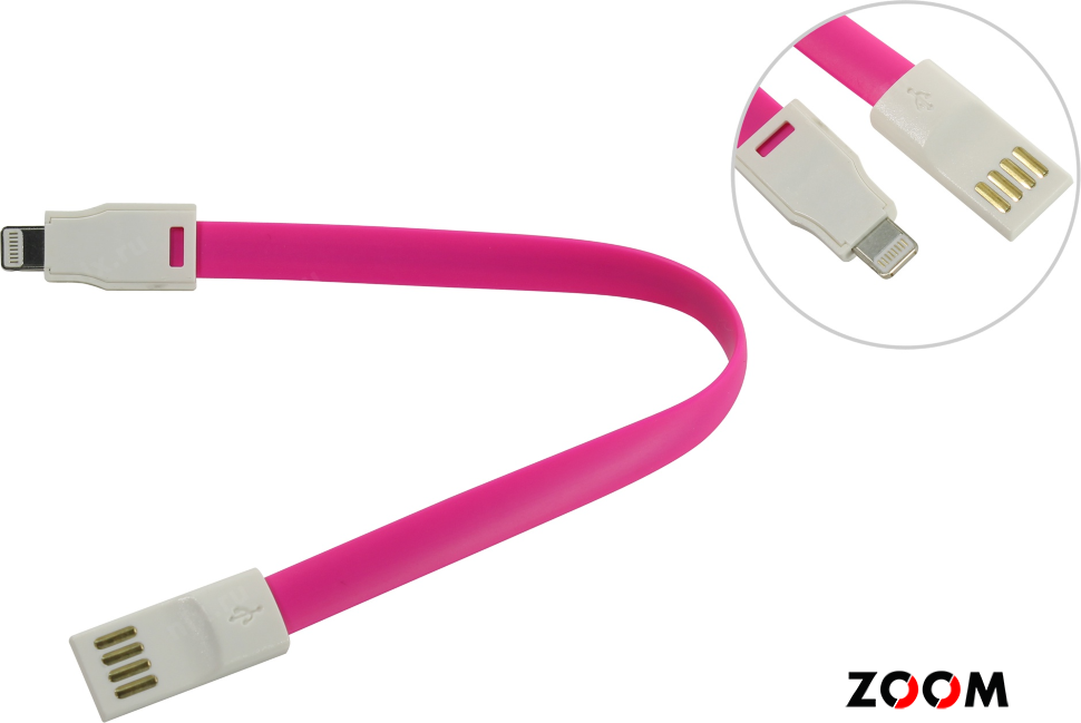 Дата-кабель Smartbuy USB - 8-pin для Apple, магнитный, длина 0,2 м, розовый iK-502m pink