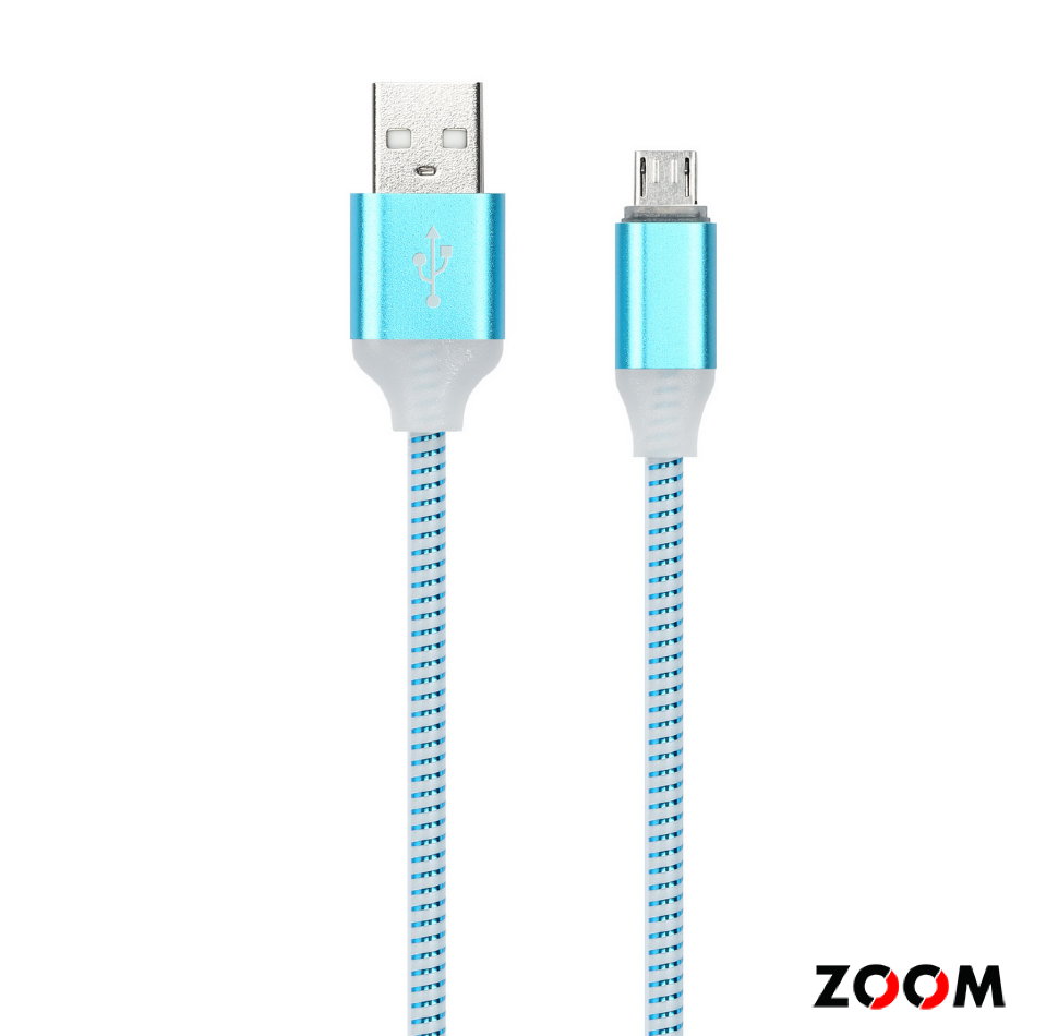 Дата-кабель Smartbuy USB - 8 pin, с индикацией, 1 м, синий, с мет. након. (iK-512ssbox blue)/50