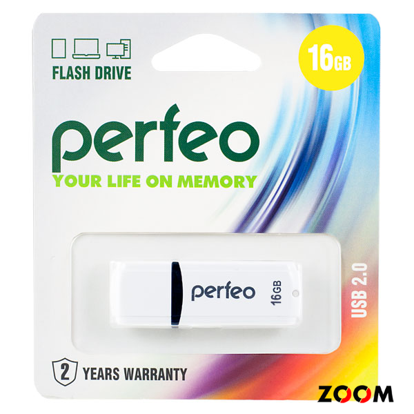 USB2.0 флеш-накопитель PERFEO 16GB C02 White (1/10)